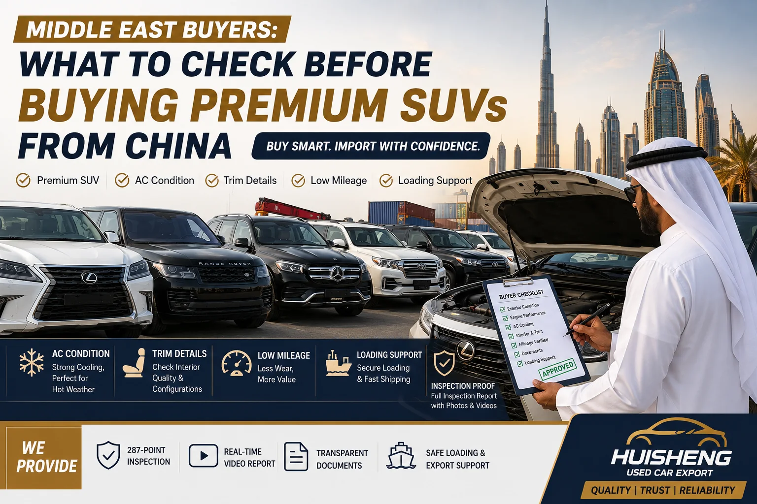 Premium SUV inspection checklist for Middle East buyers sourcing used vehicles from China
