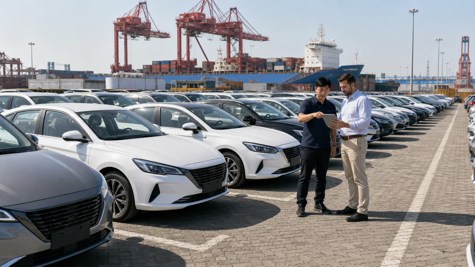Recent-model used car wholesale lot for overseas dealers