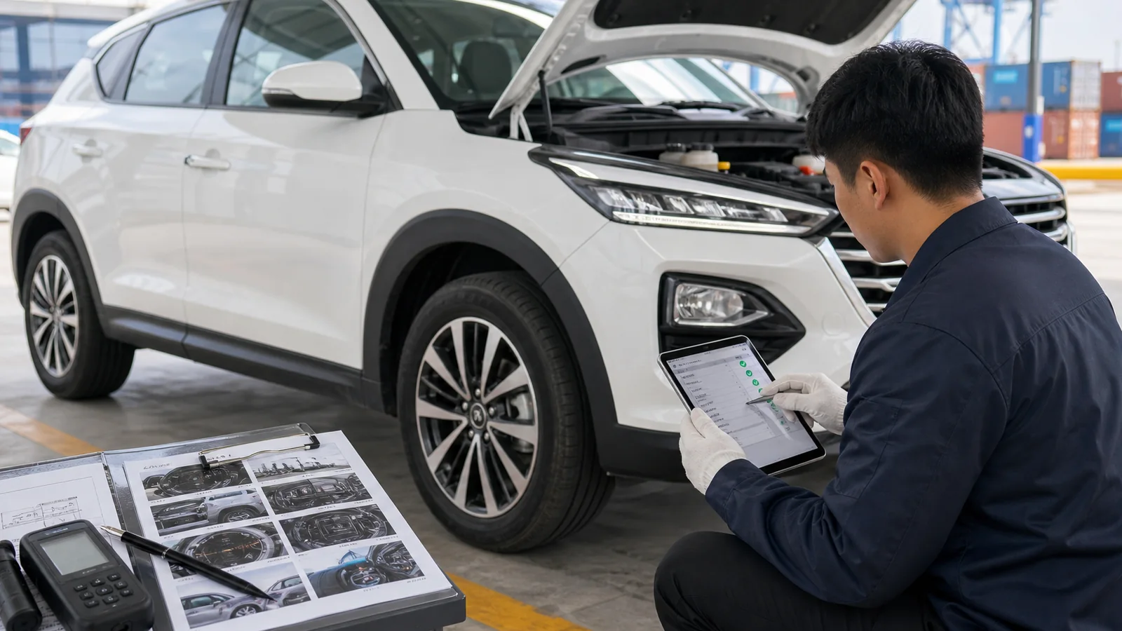 Used car inspection checklist and report